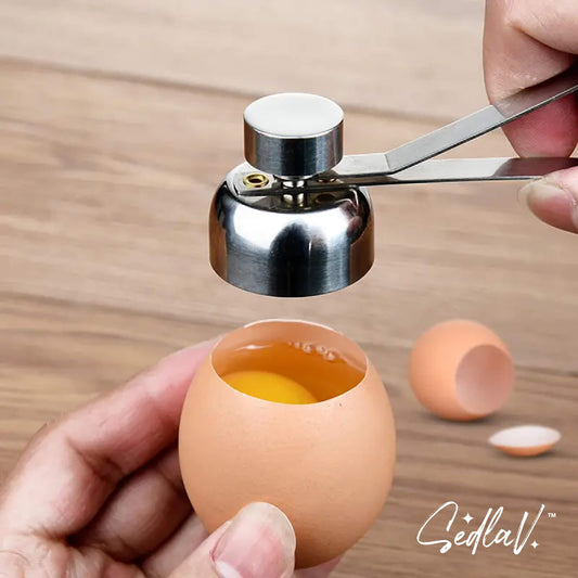 SEDLAV Premium Stainless Steel Egg Opener and Cracker Tool – 2-in-1 Egg Cutter for Soft and Hard Boiled Eggs, Hard Boiled Egg Peeler, Egg Cups for Soft Boiled Eggs