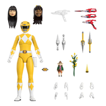Super7 ULTIMATES! Mighty Morphin Power Rangers Yellow Ranger - 7" Power Rangers Action Figure with Accessories Classic TV Show Collectibles and Retro Toys