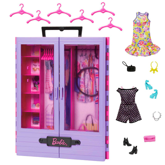 Barbie Fashionistas Ultimate Closet Accessory, Translucent Doors, Storage Spaces, Fold-out Rack, 6 Hangers, Great For 3 Years Old & Up