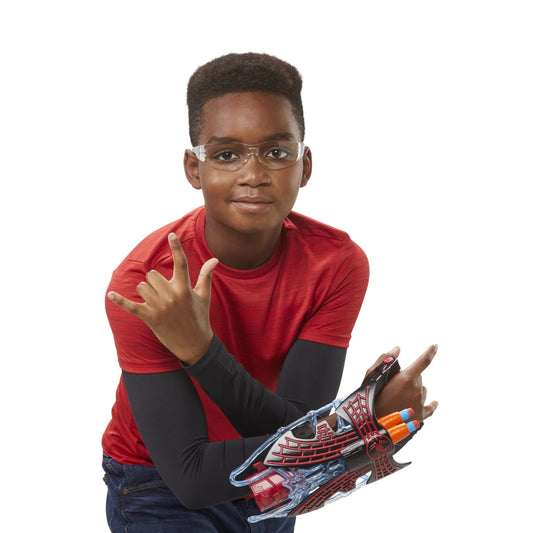 Marvel Spider-Man: Across The Spider-Verse Miles Morales Tri-Shot NERF Blaster, with 3 Darts, Spider-Man Toys, Super Hero Toys for 5 Year Old Boys and Girls and Up