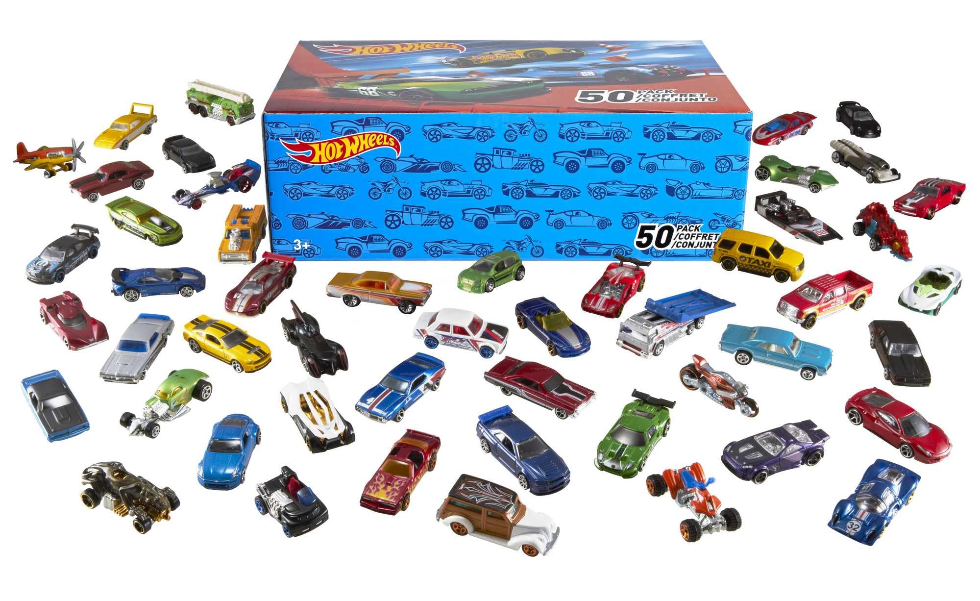 Hot Wheels Toy Cars & Trucks, 50-Pack of 1:64 Scale Vehicles, Individually Packaged, Styles May Vary (Amazon Exclusive)