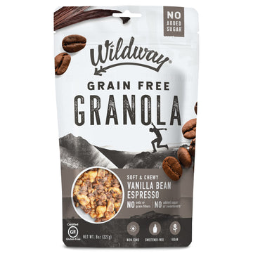 Wildway Vanilla Bean Espresso Keto Granola | Grain-Free Certified Gluten-Free Cereal | Vegan, Low Carb | No Sugar Added | Paleo-Friendly, Non-GMO Fruit & Nut Clusters | Nutrient-Rich Snack, 8oz