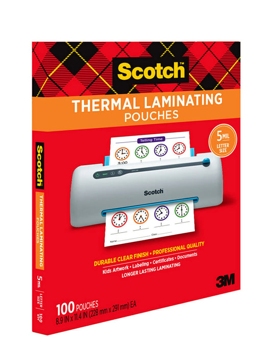 Scotch Thermal Laminating Pouches Premium Quality, 5 Mil Thick for Extra Protection, Letter Size 8.9 x 11.4 inches, Our Most Durable Laminating Sheets, Clear, 100-Pack