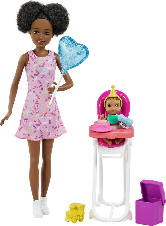 Barbie Skipper Babysitters Inc. Dolls & Playset with Babysitting Skipper Doll, Color-Change Baby Doll, High Chair & Party-Themed Accessories for Kids 3 to 7 Years Old