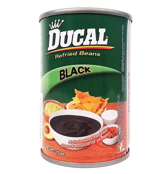 Ducal Refried Black Beans 15 oz - Frijoles Negros Refritos (Pack of 18)