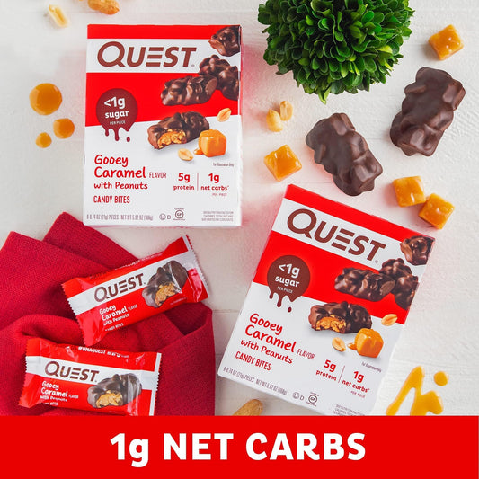 Quest Nutrition Gooey Caramel Candy Bites, 0.74 Oz - 8 Count (Pack of 3)