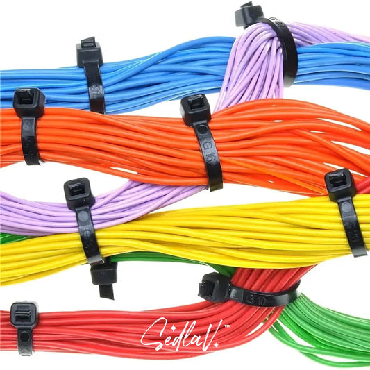 SEDLAV Black Zip Ties - Heavy Duty Strength & Fire Resistant Self-Locking Cable Ties Reusable - Premium Quality Pack of 100 - Durable