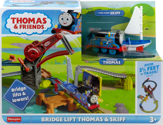 Thomas & Friends Motorized Toy Train Set Bridge Lift Thomas & Skiff With Track & Push-Along Boat For Preschool Kids Ages 3+ Years