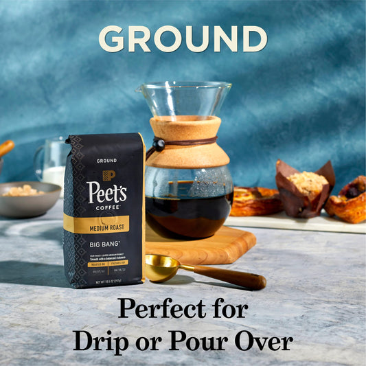 Peet's Coffee, Dark Roast Ground Coffee - House Blend 63 Ounces (Six Bags of 10.5 Ounce)