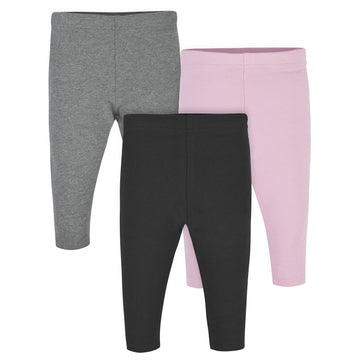 Gerber Baby Girl's Toddler Multi-Pack Premium Leggings, Pink/Black, 6-9 Months