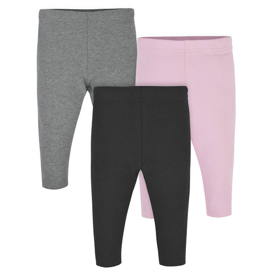 Gerber Baby Girl's Toddler Multi-Pack Premium Leggings, Pink/Black, 6-9 Months