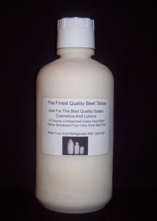 Beef Tallow ~ 1 Full Quart ~ No Additives ~ 100% Pure ~ Grass Fed ~ In Re-Usable HDPE Bottle ~ Soaps ~ Lotions ~ Balms ~ Ointments ~ Candle Making