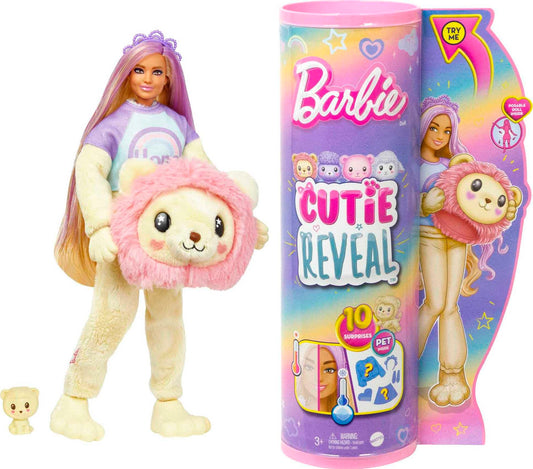 Barbie Cutie Reveal Doll & Accessories, Lion Plush Costume & 10 Surprises Including Color Change, “Hope” Cozy Cute Tees