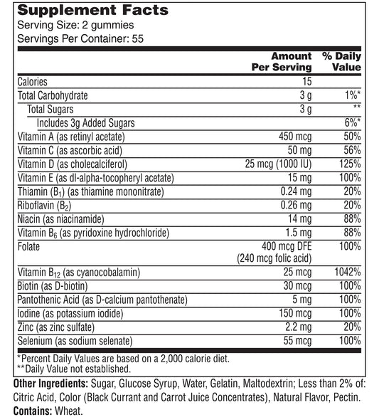 One A Day Women’s 50+ Gummies, Advanced Multivitamin For Women, Vitamins for Brain Support and Immunity Support, Multivitamins with Super 8 B Vitamin Complex, 110 Count
