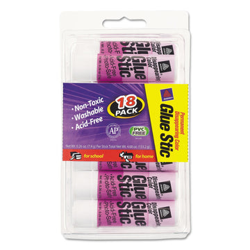 Wholesale CASE of 20 - Avery Permanent Disappearing Color Glue Sticks-Permanent Glue Sticks, 0.26 oz, 18/PK, Purple Dries Clear