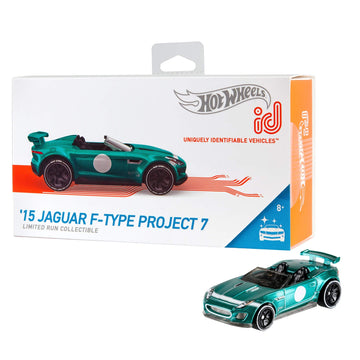 Hot Wheels id Vehicle ’15 Jaguar F-Type Project 7 with Embedded NFC Chip, Uniquely Identifiable, 1:64 Scale, for Kids Ages 8 Years and Older