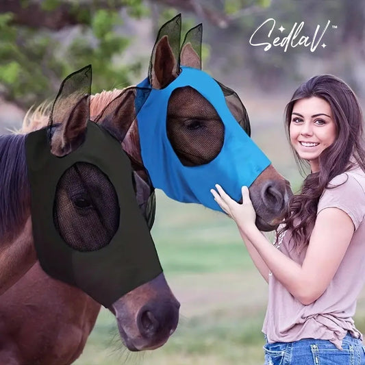 SEDLAV Horse Fly Mask with Ears - Custom Fit UV Protective Net Mask - Ideal Thrush Treatment for Horses - Comfortable Nose Mask for Unrestricted Movement, Ideal for All Riders