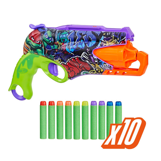 NERF Teenage Mutant Ninja Turtles Blaster, 10 Elite Darts, Perfect for Easter Toys, Basket Stuffers, and Gifts for Kids, Ages 8+