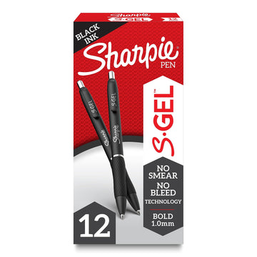 SHARPIE S-Gel Gel Pens, Bold Point (1.0mm), Black Ink Gel Pen, 12 Count