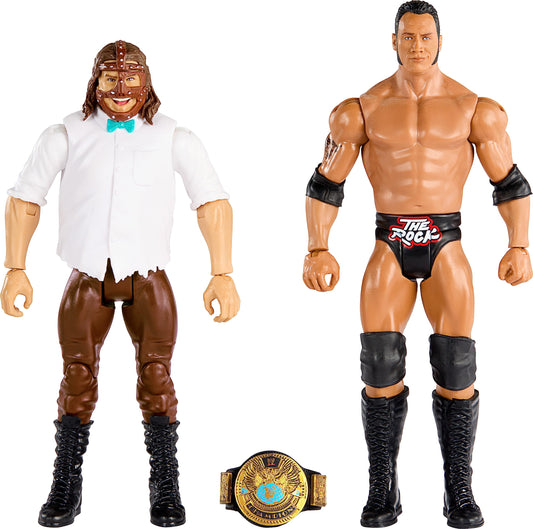 Mattel WWE Action Figure Battle Pack 2 Pack with WWE Championship Title Championship Showdown The Rock vs Mankind