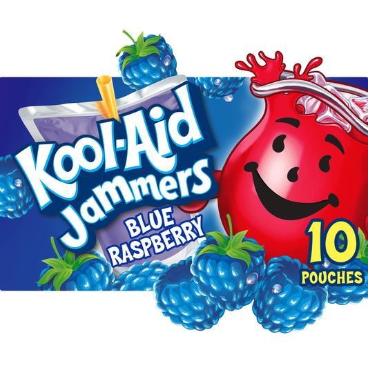 Kool-Aid Jammers Blue Raspberry Flavored Juice Drink (40 Pouches, 4 Boxes of 10)