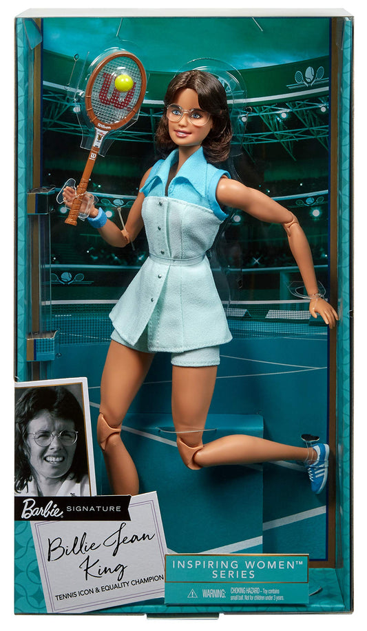 Barbie Inspiring Women Series Billie Jean King Collectible Doll, Approx. 12-in, Wearing Tennis Dress and Accessories, with Doll Stand and Certificate of Authenticity