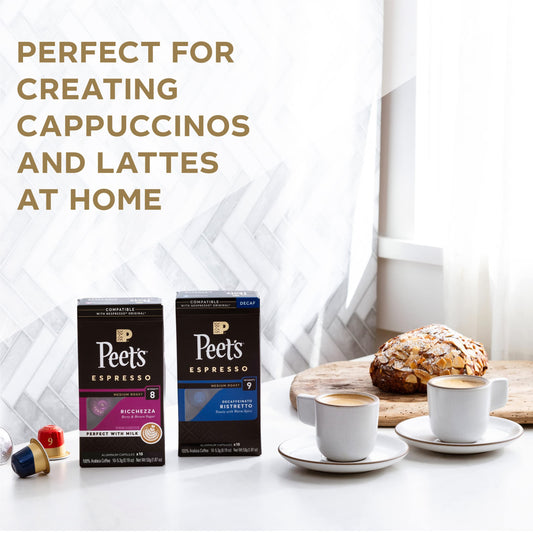 Peet's Coffee, Medium Roast Espresso Pods Compatible with Nespresso Original Machine, Crema Scura Intensity 9, 50 Count (5 Boxes of 10 Espresso Capsules)