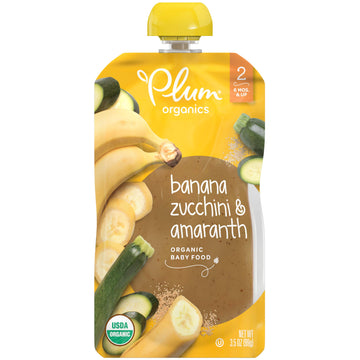 Plum Organics Banana, Zucchini & Amaranth Baby Puree, Vegan, 3.5 Ounces (Pack Of 6)