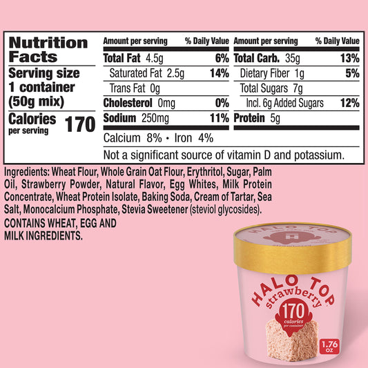 Halo Top Single Serving Strawberry Light Cake Mix, 1.76 oz.