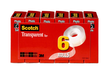 Scotch Transparent Tape, 3/4 in x 1296 in, 6 Boxes (600-6PK)