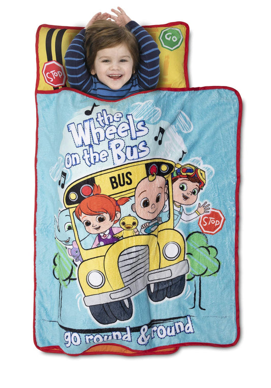 CoComelon Kids Nap-Mat Set – Includes Pillow and Fleece Blanket – Great for Boys or Girls Napping During Daycare, Preschool, or Kindergarten - Fits Toddlers and Young Children