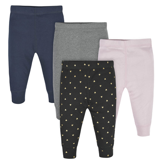 Gerber Baby Girls Multi-Pack Active Pants Set, Hearts, Newborn