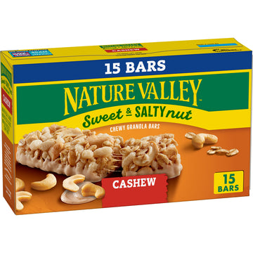 Nature Valley Sweet & Salty Nut, Cashew Granola Bars, Family Pack, 15 ct, 18 oz