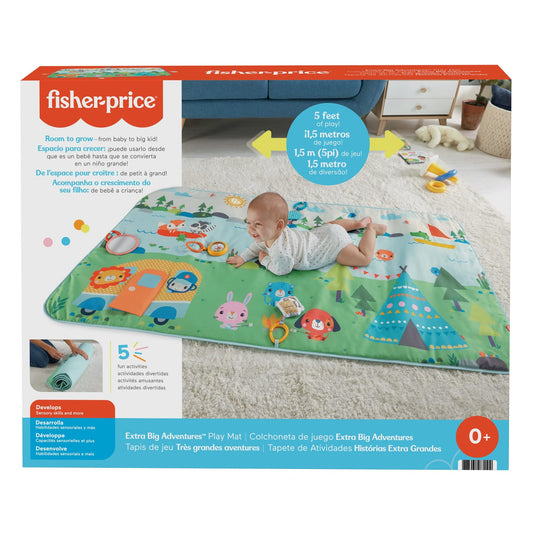 Fisher-Price Baby Extra Big Adventures Play Mat, 60-inch Long Activity mat with Toys for Newborns and Infants