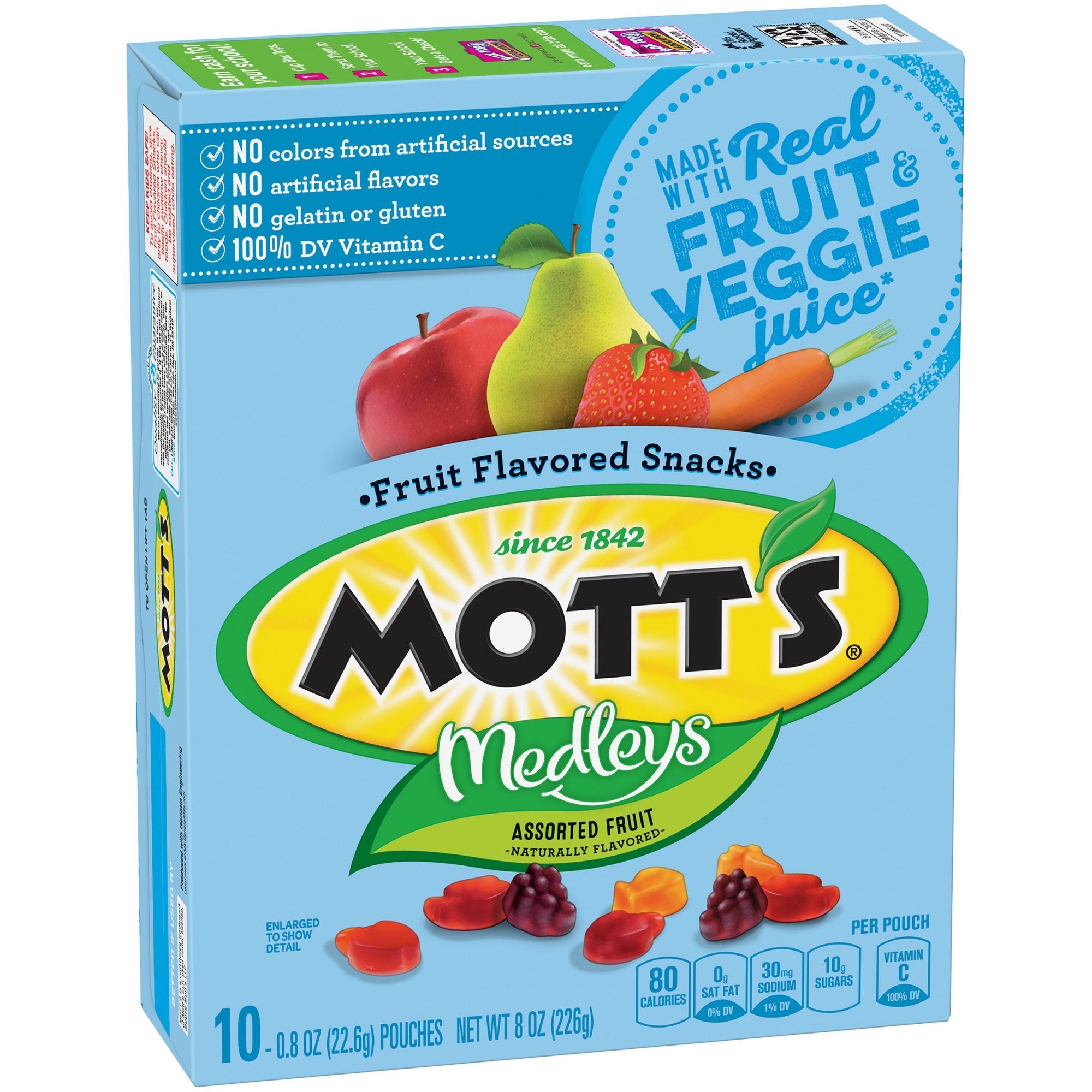Mott's Assorted Fruit Flavors 10 - 0.8 oz Pouches