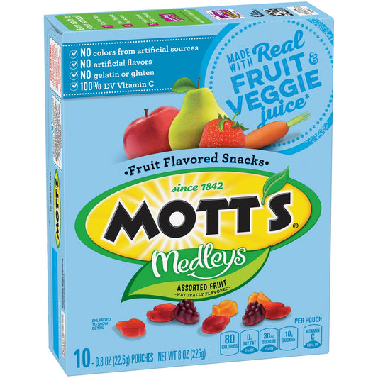 Mott's Assorted Fruit Flavors 10 - 0.8 oz Pouches