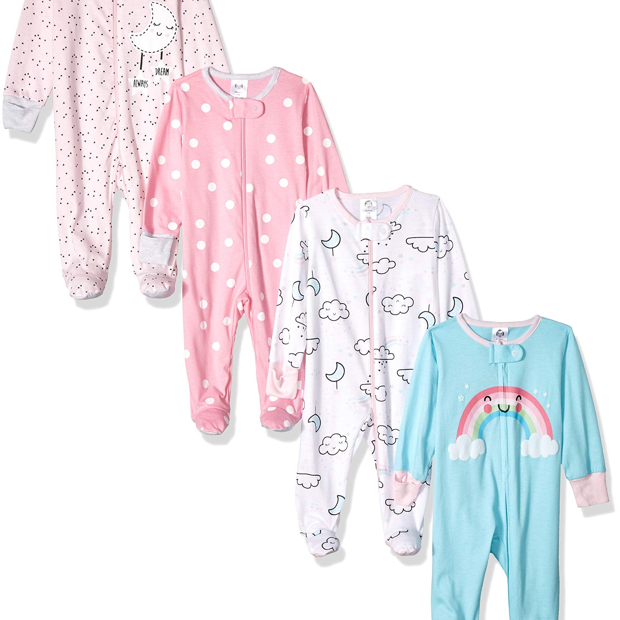 Gerber Baby Girls 4 Pack Sleep 'N Play Footie Cloudy 3-6 Months