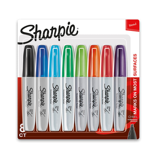 SHARPIE Permanent Markers, Chisel Tip, Classic Colors, 8 Count