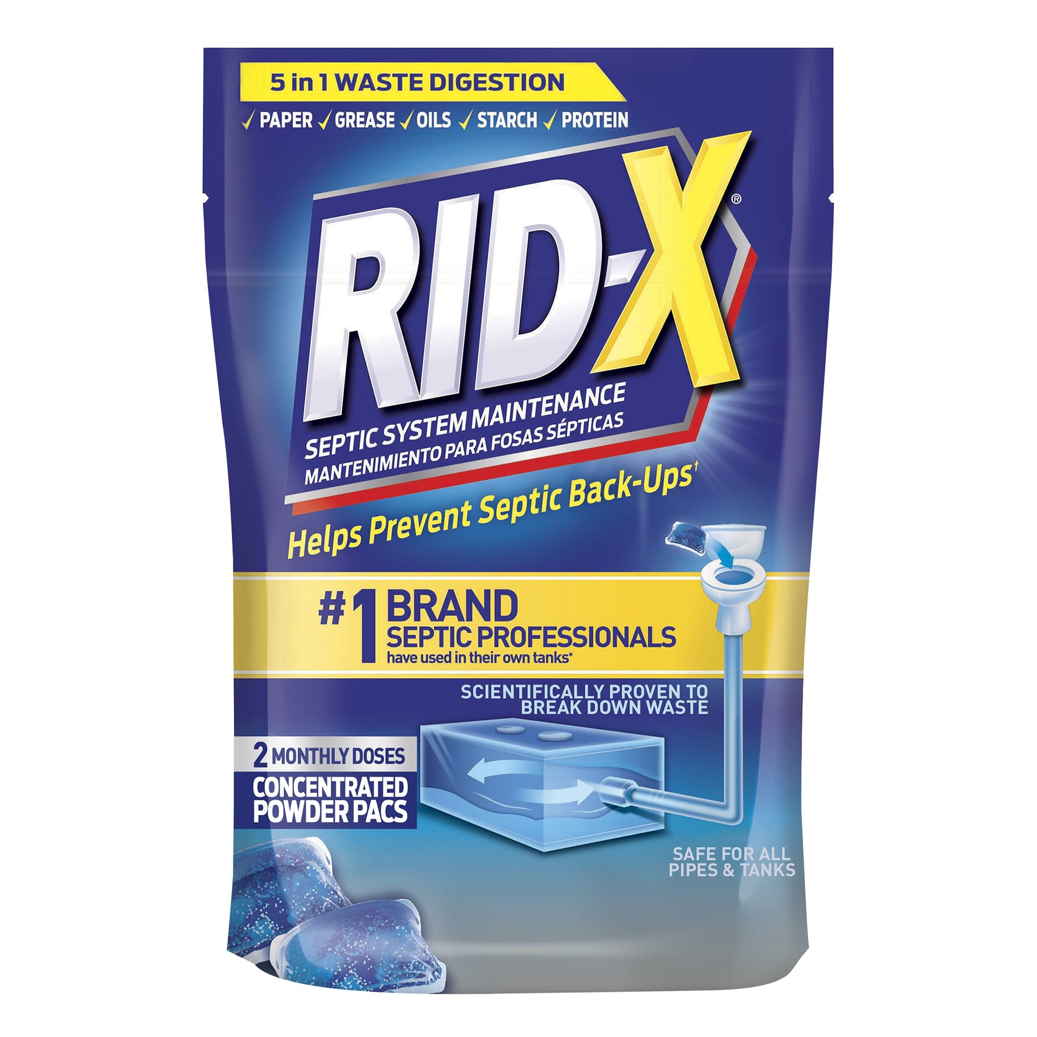RID-X Septic Treatment, 2 Month Supply Of Septi-Pacs, 2.1 Ounce (Pack of 1)