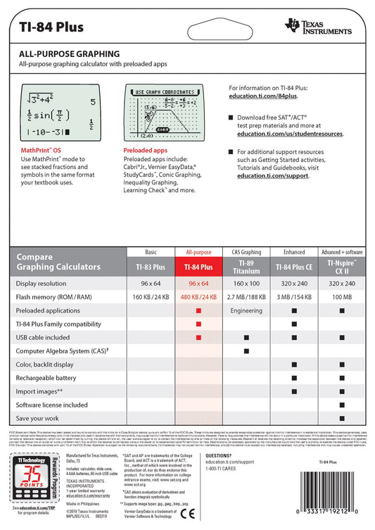 Texas Instruments TI-84 Plus CE Graphing Calculator, Black (Pack 2)