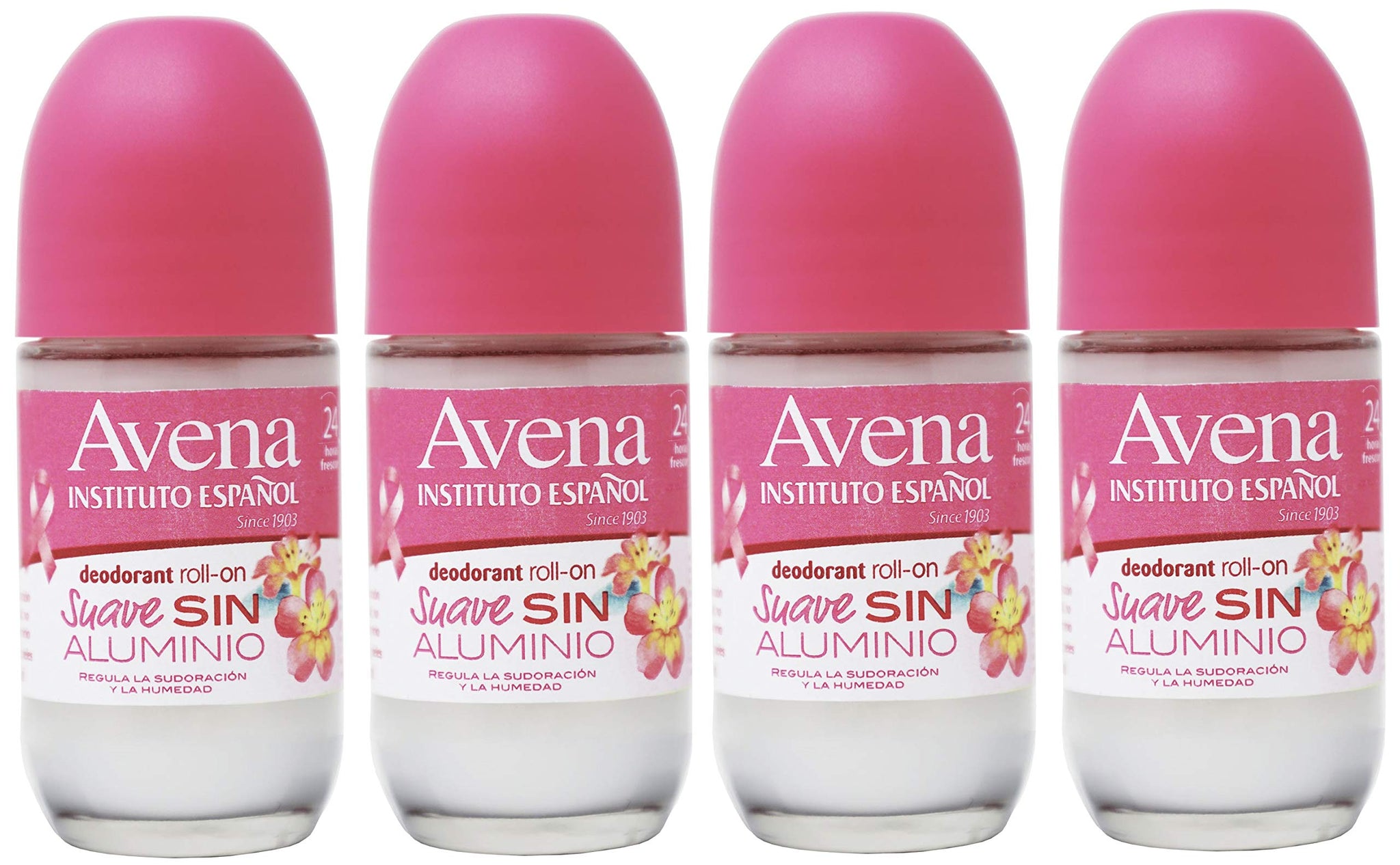4x Avena SUAVE SIN ALUMINIO Roll On Deodorant By Instituto Espanol/Desodorante De Avena