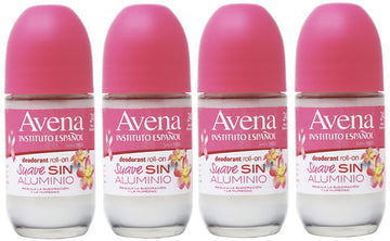 4x Avena SUAVE SIN ALUMINIO Roll On Deodorant By Instituto Espanol/Desodorante De Avena