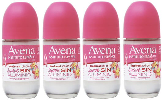 4x Avena SUAVE SIN ALUMINIO Roll On Deodorant By Instituto Espanol/Desodorante De Avena