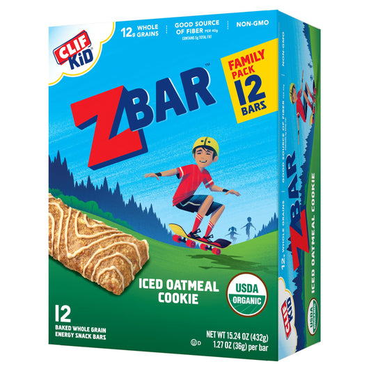 CLIF Kid Zbar - Iced Oatmeal Cookie - Soft Baked Whole Grain Snack Bars - USDA Organic - Non-GMO - Plant-Based - 1.27 oz. (12 Pack)