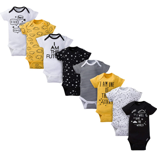 Gerber Baby 8-Pack Short Sleeve Onesies Bodysuits, Star, 6-9 Months