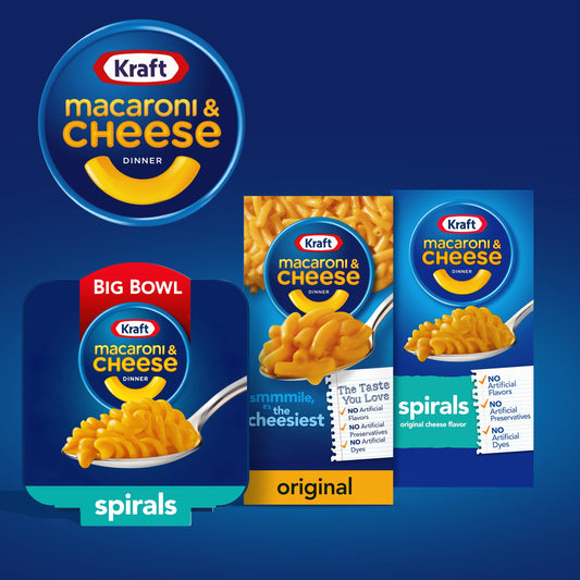 Kraft Spirals Original Macaroni and Cheese Easy Microwavable Big Bowl Dinner (6 ct Pack, 3.5 oz Bowls)