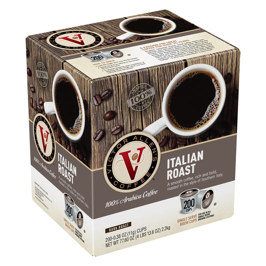 Victor Allen's Coffee Italian Roast, Dark Roast, 200 Count, Single Serve Coffee Pods for Keurig K-Cup Brewers