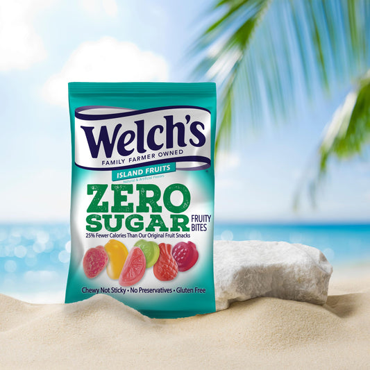 Welch’s Zero Sugar Fruity Bites, Variety Fruit Snacks Pack with Berries 'N Cherries & Island Fruit, Gluten Free, 3 oz (Pack of 6)