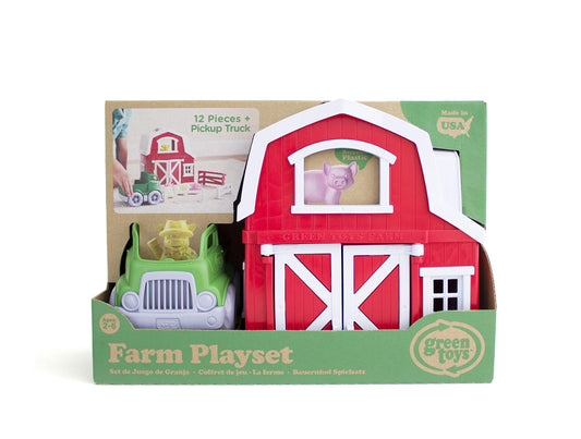 Green Toys Farm Playset - 13 Piece Pretend Play, Motor Skills, Language & Communication Kids Role Play Toy. No BPA, phthalates, PVC. Dishwasher Safe, Recycled Plastic, Made in USA, Red, Pack of 1