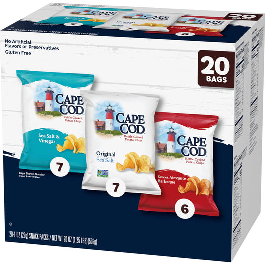 Cape Cod Potato Chips Variety Pack, 1 Oz, 20 Ct